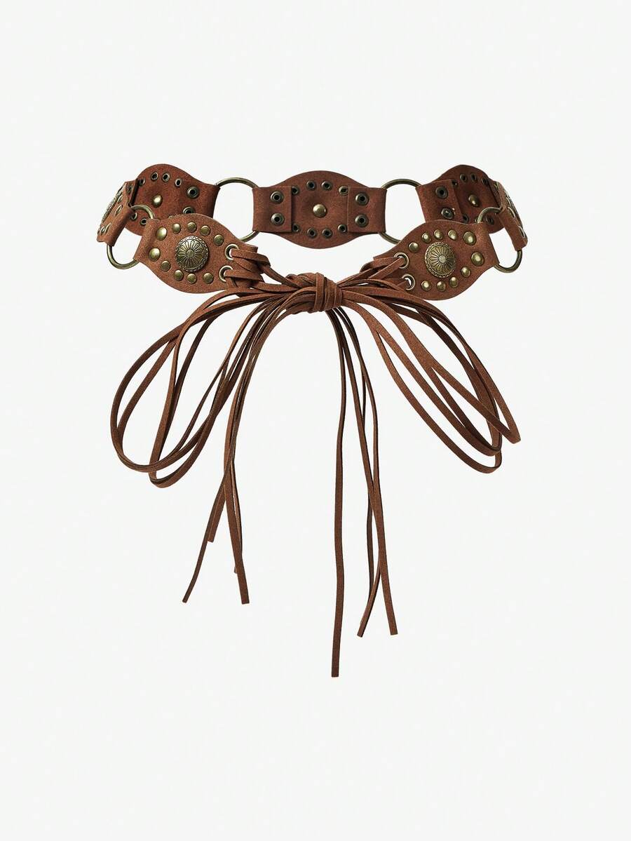 Maija Women's Western Style Fashion Waist Belt, Suitable For Dresses - Brown - View 1