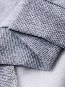 DAZY Young Boy Pentagram Print Loose Fit Crew Neck Drop Shoulder Long Sleeve Sweatshirt - Grey - View 8