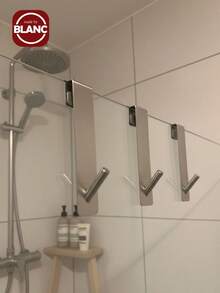 Madebyblanc 1 件不锈钢 S 形淋浴毛巾杆，适用于玻璃门、浴室浴袍挂钩 - 彩色 - 查看 2