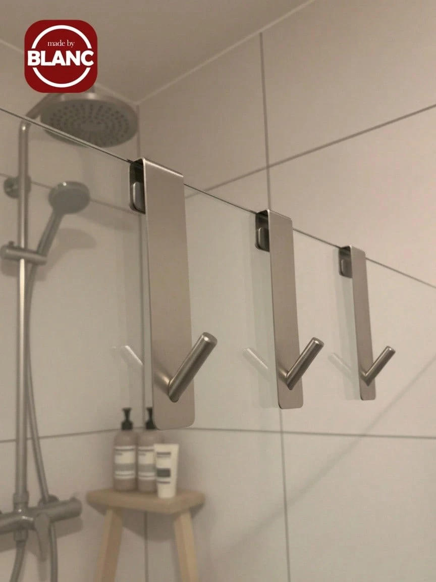 Madebyblanc 1 件不锈钢 S 形淋浴毛巾杆，适用于玻璃门、浴室浴袍挂钩