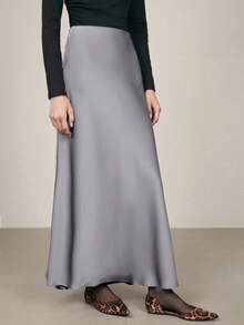 BizChic 2026春夏新款灰色鱼尾半身裙，优雅都市通勤日常百搭浪漫90年代复古风，适合圣诞节、新年、情人节、派对、海滩、毕业典礼、时尚、嘉年华、假日、婚礼宾客、休闲、浪漫等场合。 - 灰色 - 查看 4