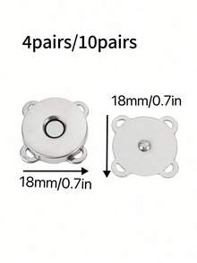 4对/10对/20对 DIY 磁性纽扣，梅花形手工缝制磁性扣，18mm 纽扣 - 銀色 - 查看 10