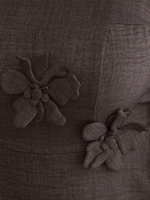 Elenzga 两件套 女士加大码纯色休闲长袖上衣和裤子 - 咖啡棕 - 查看 4