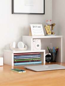 Madebyblanc 1PCScalable Long And Short Desktop Layered Storage Desk With A Simple Multifunctional Small Storage Rack And An Elevated Shelf - Multicolor - View 7