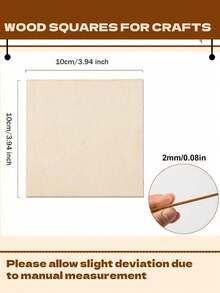 10/20/40pcs 4x4 Inch Wood Squares For Crafts Unfinished Wood Pieces 0.08Inch Thick Blank Basswood Sheets Natural Wood Square Cutouts Slices For Crafts Painting Scrabble Tiles Architectural Model - Apricot - View 2