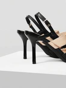 Mnmlis Tacones de aguja sin talón de moda casual para mujer - Negro - Ver 5