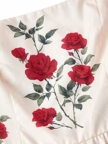 SHEIN MOD 女士优雅印花露肩长裙，适合派对穿着 - 彩色 - 查看 4