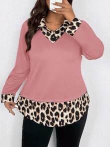 EMERY ROSE Plus Size Women Casual Printed 2 In 1 Shirt