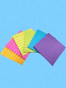 6 Color/Pack Horizontal Line Sticky Notes, Multi-Color Square Memo Pads, Fluorescent Sticky Memo Pad Suitable For Students, Offices - Multicolor - View 5