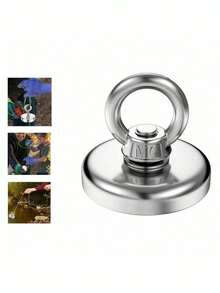 Heavy Duty Countersunk Pot Magnet, Powerful Lifting & Retrieval Magnet For Fishing, Industrial Use - Silver - View 2