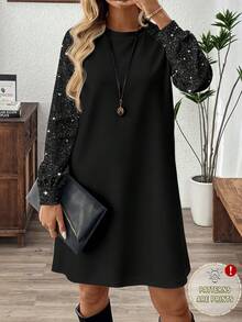 EMERY ROSE Váy ngắn Raglan tay dài màu đen rộng rãi, thoải mái, ấm áp, thanh lịch, dễ mặc, phù hợp cho mùa thu/đông - trắng - Xem 3