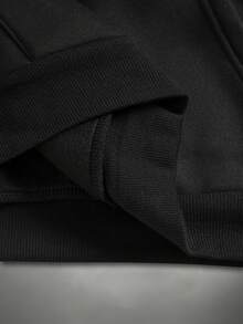 STYNVO 男士字母刺绣长袖口袋休闲连帽衫 - 黑色 - 查看 7