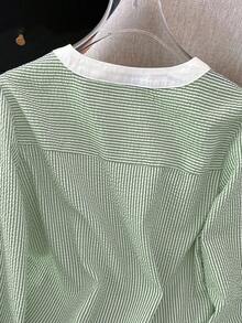 Franclia Striped Color Block Casual Commuter Minimalist Style Women Top - Multicolor - View 8