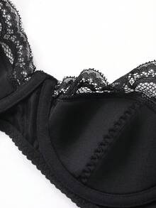 DAZY Áo ngực ren xếp ly gợi cảm dành cho nữ, màu đen, đồ lót nữ. - màu đen - Xem 10