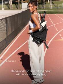 GLOWMODE 26升冬季Ace可调节肩带多功能防水拉链口袋网球斜挎包，适合网球运动日常穿着 - 黑色 - 查看 3