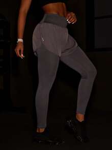 Powerista Women's Patchwork Shorts Sport Leggings Yoga Pants - Grey - View 7