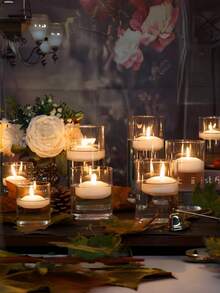 50/20/5/1/4-Piece White Floating Candles Set, Unscented Dripless Wax Discs For Wedding Centerpieces, Party & Holiday Decorations