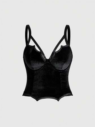 Goth Plus Size Solid Color Minimalist Casual Camisole