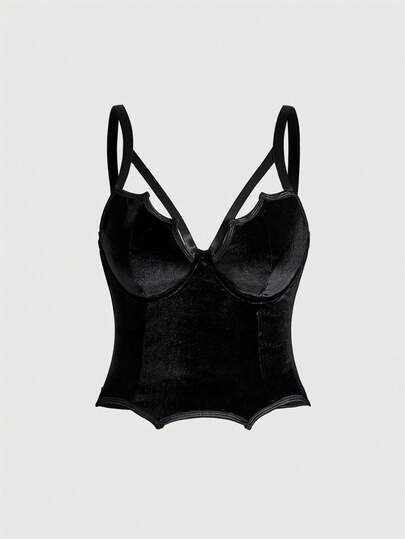 Goth Plus Size Solid Color Minimalist Casual Camisole