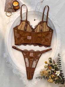 2pcs/Set Women's White Romantic Long Bra Lingerie Set