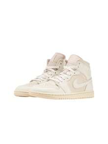 Nike Air Jordan 1 Mid Women's Sneakers White BQ6472 - 圖說:淺棕色/棉布色/帆白色 - 查看 5