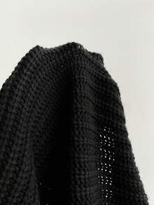 Chiquease Solid Ribbed Knit Drop Shoulder Jumper - Black - View 6