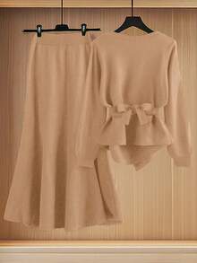 GlowEve New Elegant Button Decor Pullover Sweater, Minimalist European & American Style Fashion Knit Top - Mocha Brown - View 2