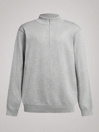 Officeau 男士休闲纯色简约拉链领毛衣，适合秋冬季节，Old Money品牌