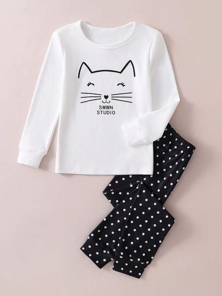 Pigiama a maniche lunghe con faccia di gatto