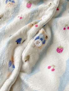 Aloruh 2pcs Thermal Lined Blue Striped Print Long Sleeve Shirt And Pants Casual Set, Suitable For Home Or Outdoor Wear, Autumn/Winter,Casual Sets For Women - Multicolor - View 9