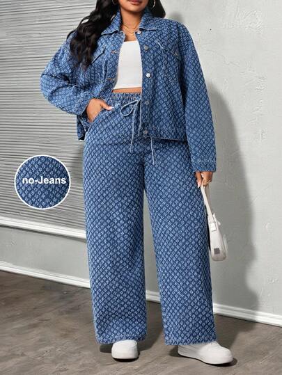 Slaydiva 大码女式前扣休闲长袖牛仔外套，新年新款，纹理面料，适合节日、圣诞节、商务休闲等各种场合，Y2K风格长袖外出上衣