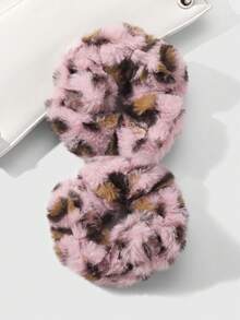 ROMWE Kawaii 2件套Y2K复古豹纹蓬松发圈，时尚配饰，适合女性、女孩日常佩戴，节日礼物 - 粉色-36 - 查看 8