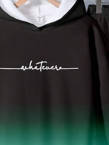 青少年男孩字母印花渐变连帽衫和运动裤休闲套装 - 彩色 - 查看 3