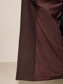Aveloria Modichic Plus Size Women Solid Color Pocket Decor Soft Woolen Coat - Coffee Brown - View 8