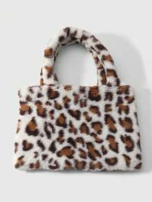 ROMWE Goth 1 buah Tas Tote Bulu Imitasi Berkualitas Tinggi Ukuran Besar Bergaya Retro Chic Kasual Modis dengan Penutup Magnet, Cocok untuk Wanita, Serbaguna untuk Bepergian, Penggunaan Sehari-hari, dan Hadiah, Musim Gugur/Musim Dingin - Putih-putih-2 - View 8