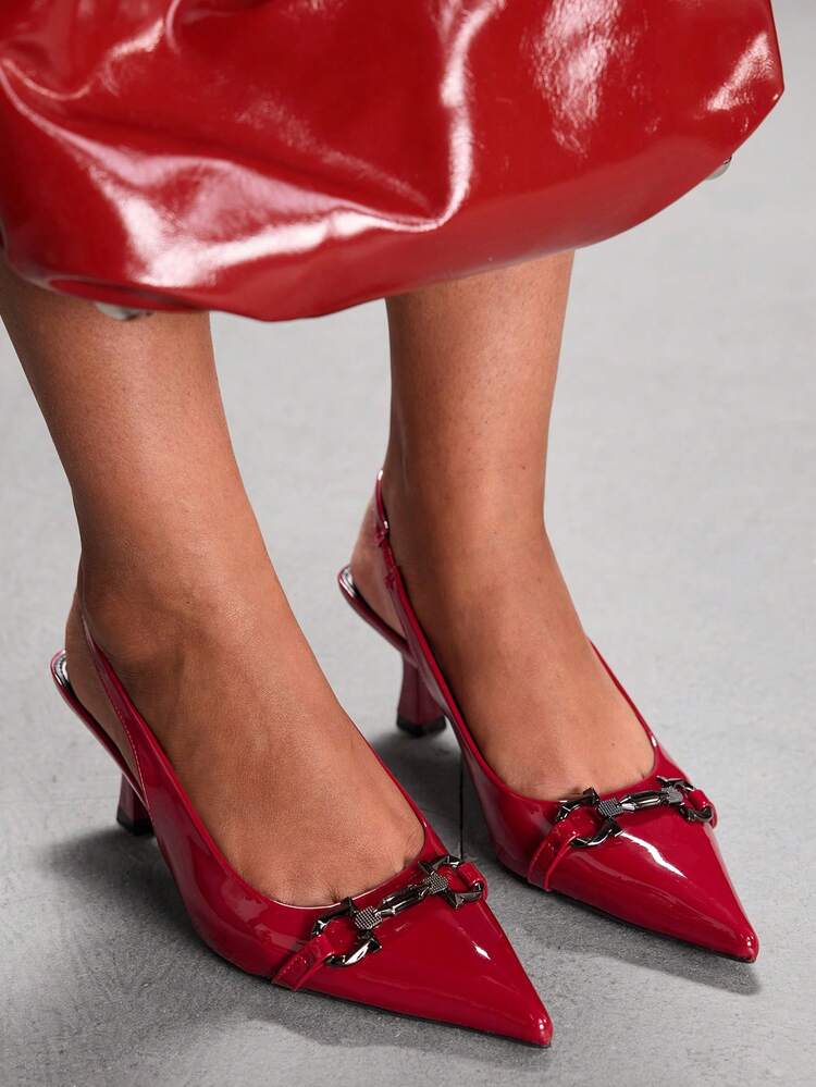 CUCCOO SZL Women's Fashionable Elegant Metal Decor Pointed Toe Pumps For Commuting For Christmas