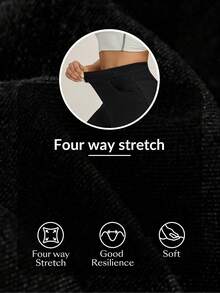 Flexra Women's Solid Color Pocket Flare Leg Elegant Fashion Jeans - Black - View 9