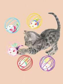 PETSIN 1/3/5/15/20 Must-Have Cat Toys , Cat Bell Ball , Chew Toys , Sisal Ball Toys Cat Wands , Bell Sound Toys , Cat Mice , Cat Toys , Pet Supplies , Birthday Gifts , Pet Toy Sets - Multicolor - View 6