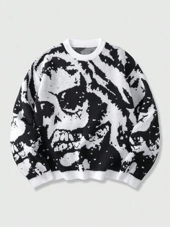 Street Life Men's Jacquard Knit Sweater, Loose Fit