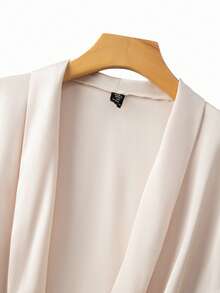 GlowEve CURVE Women's Fashionable Elegant Pleated Long Sleeve Blazer Jacket And Wide Leg Pants Set - Apricot - View 8