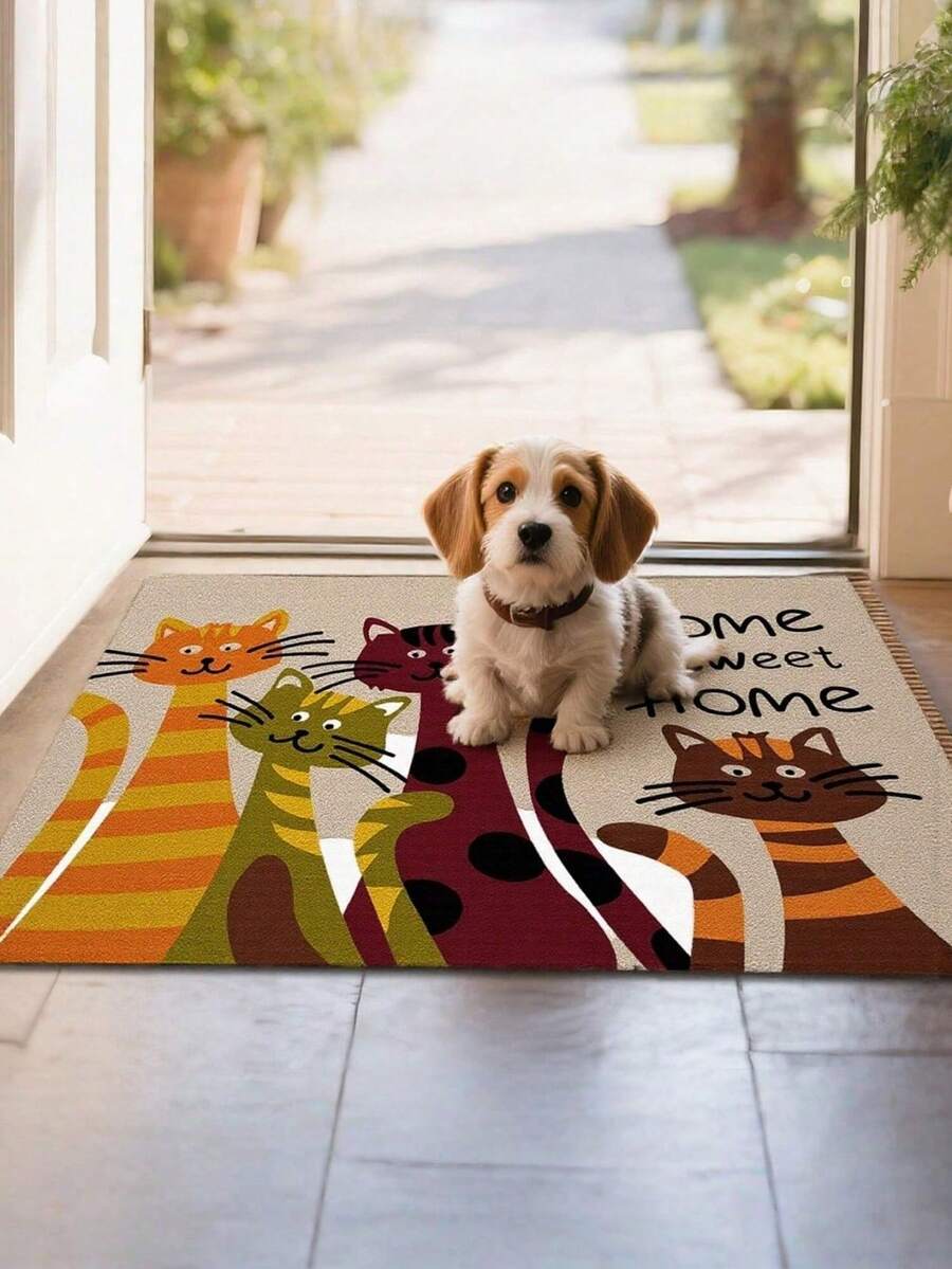 1pc Welcome Mat, Dirt-Resistant, Lightweight, Washable, Non-Slip Rubber Bottom Diatomite Doormat, Machine-Made Indoor Carpet, Suitable For Entrance, Room, Garden, Home Decor Bathroom Kitchen DecorChristmas Decor - Multicolor - View 1