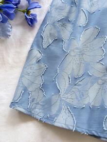 Soleia 女士春夏度假嘉年华邮轮风蓝色水彩印花扭结露背连体裤，宽松版型，适合派对、约会、情人节、叠穿 - 藍色 - 查看 6