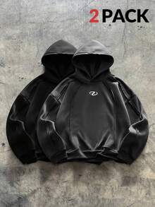 AXEPEAK 2件装男士休闲时尚街头日常通勤拼接连帽卫衣 - 彩色 - 查看 1