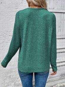 EMERY ROSE Áo thun nữ họa tiết da báo màu đen, mặt trước màu xanh lá cây, kiểu dáng cổ điển, thời trang thường ngày - màu xanh lá - Xem 2