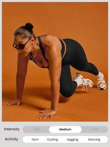 GLOWMODE 24" FeatherFit™-Sculpt Tummy Control Buttoned Leggings Corset Super High Rise Medium Impact Jogging Gym Training Daily Fall Winter - Black - View 7