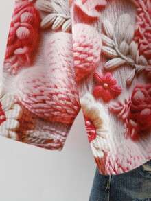 Linhara Atasan Sweater Rajut Natal Santa Claus & Pohon Natal Ukuran Besar untuk Wanita - MultiWarna - View 6
