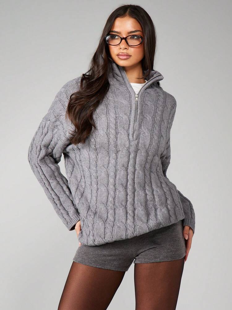 MISSGUIDED Sweter z kapturem i zamkiem błyskawicznym o luźnym kroju, idealny na co dzień, jesień i zimę