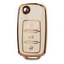 1 Vỏ chìa khóa ô tô TPU lật cho VW Polo Golf Passat Tiguan Beetle Caddy Eos Skoda Octavia Seat Leon Altea - Nhiều màu - Xem 6