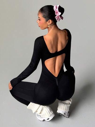 Dewbera Women's Seamless Solid Color Jumpsuit Pants Active Wear Jumpsuit Seamless Jumpsuit Compression Jumpsuit Compression Bodysuit Women Tummy Control Jump Suit Yoga Jumpsuit Backless Active Dress V Back Jumpsuits Gym Women Sports Jumpsuit Backless Activewear