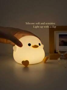 1PC Cute Bean Duck Night Light, Multiple Duck Silicone Night Light, Battery Table Lamp Bedside Lamp, With Touch Sensor, Suitable For Bedrooms And Living Rooms.